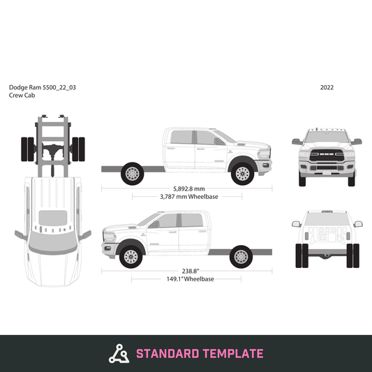 2022 Dodge Ram 5500 vector wrap template V03, Design-Ready PDF - GravBase