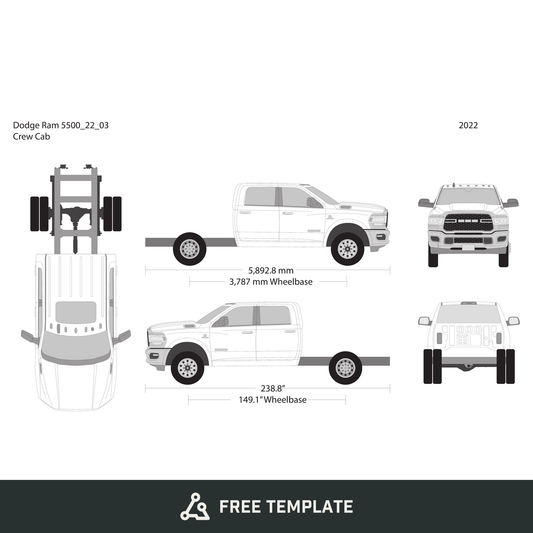 2022 Dodge Ram 5500 free vector vehicle wrap template - GravBase