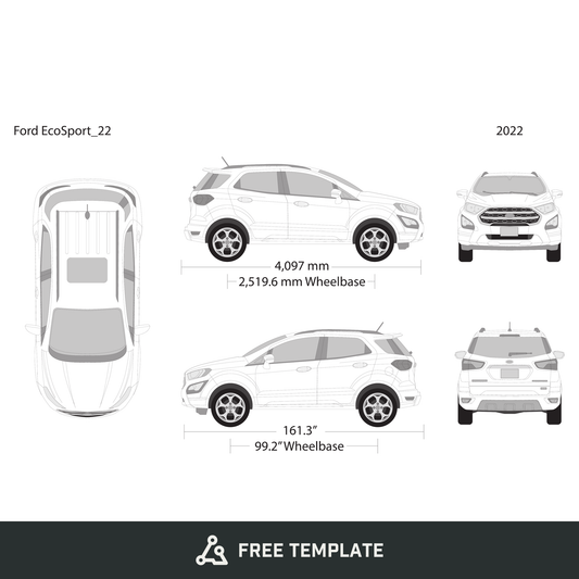 2022 Ford Ecosport free vector vehicle wrap template - GravBase
