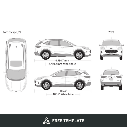 2022 Ford Escape free vector vehicle wrap template - GravBase