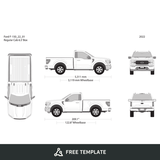 2022 Ford F-150 free vector vehicle wrap template - GravBase