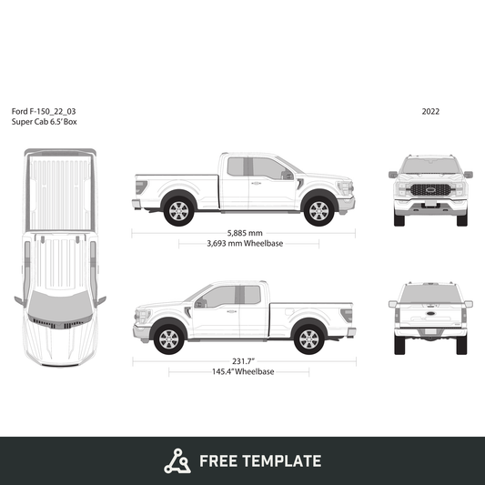 2022 Ford F-150 free vector vehicle wrap template - GravBase