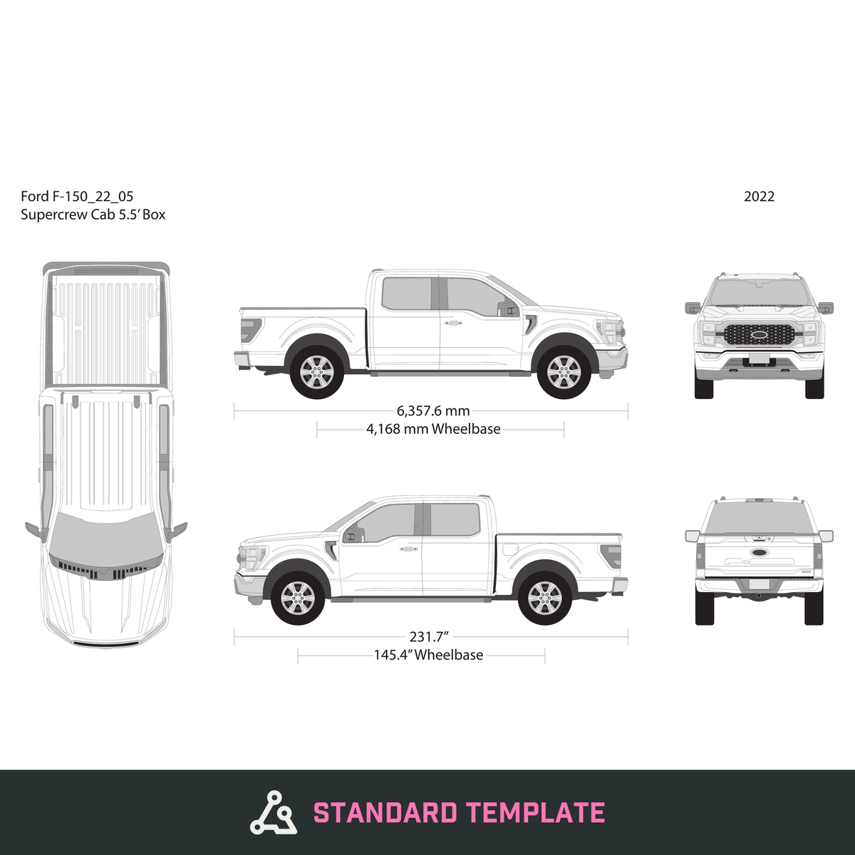 2022 Ford F-150 vector wrap template V05, Design-Ready PDF - GravBase