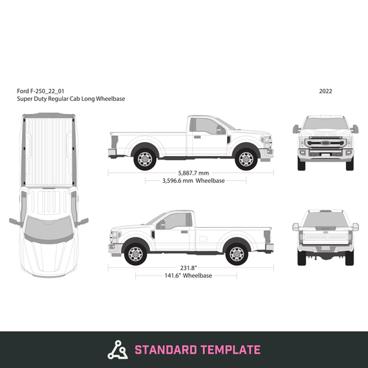 2022 Ford F-250 vector wrap template V01, Design-Ready PDF - GravBase