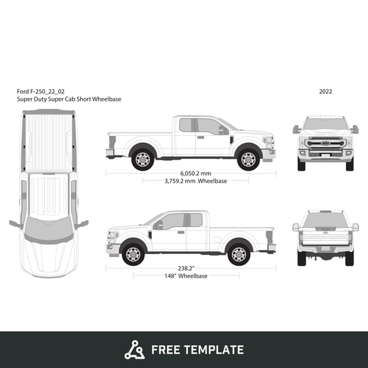 2022 Ford F-250 free vector vehicle wrap template - GravBase