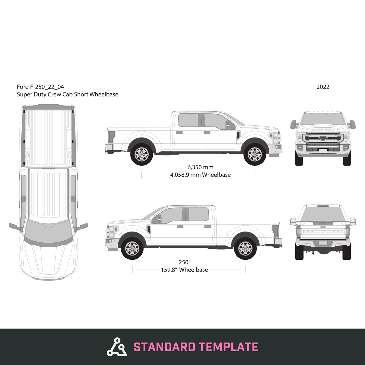 2022 Ford F-250 vector wrap template V04, Design-Ready PDF - GravBase