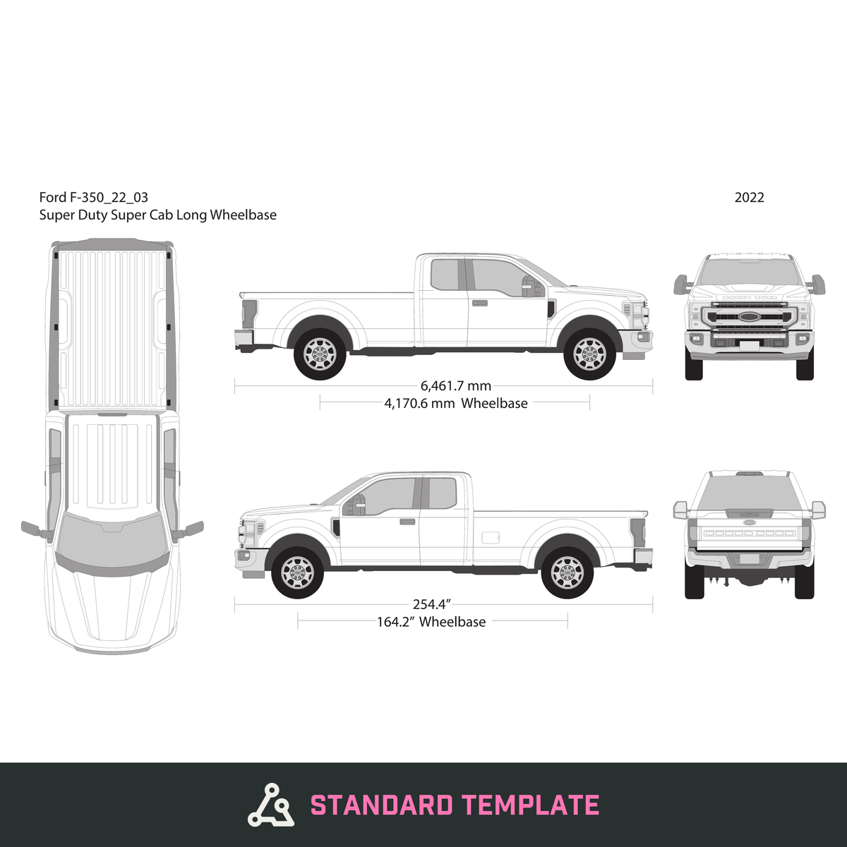 2022 Ford F-350 vector wrap template V03, Design-Ready PDF - GravBase