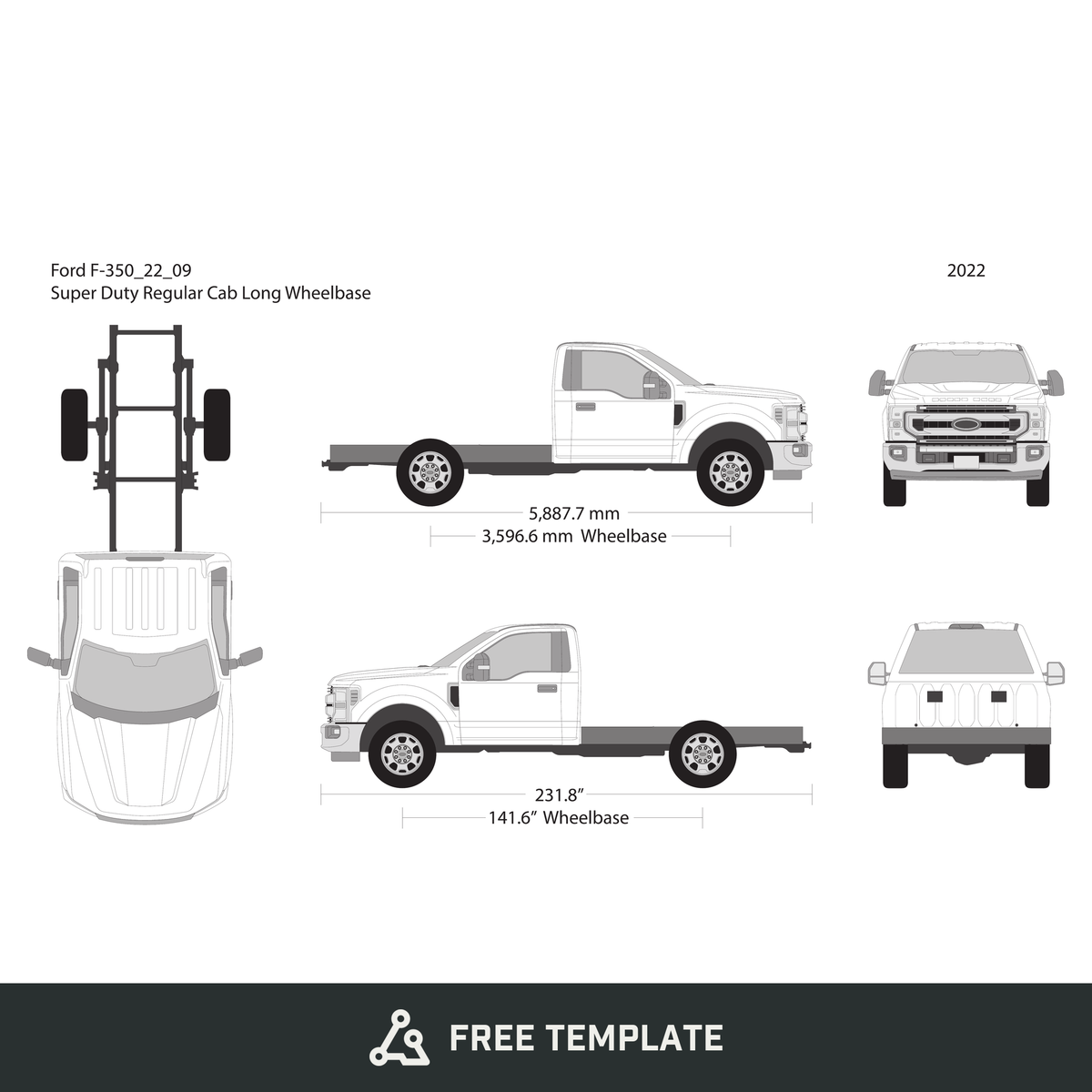 2022 Ford F-350 free vector vehicle wrap template - GravBase
