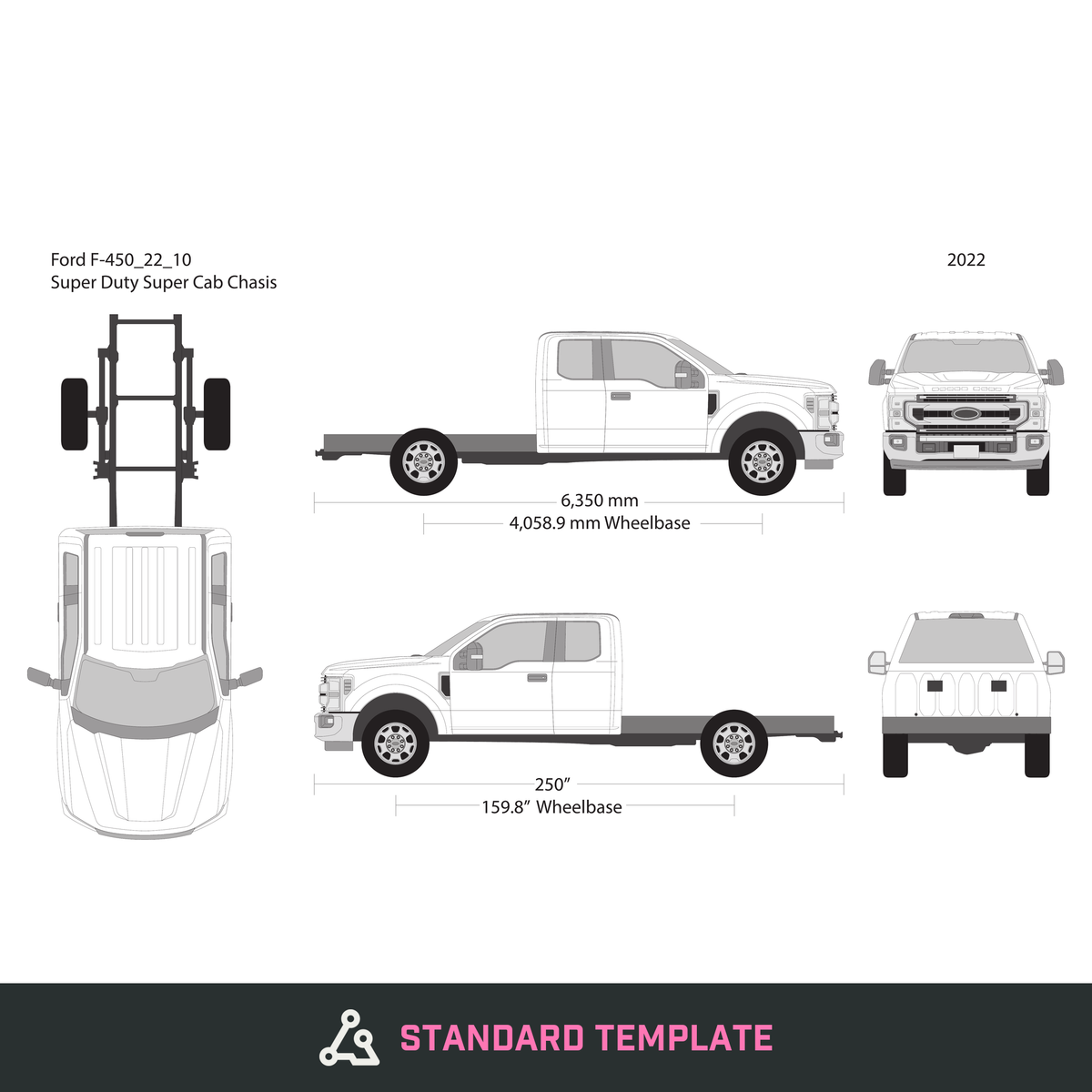 2022 Ford F-450 vector wrap template V10, Design-Ready PDF - GravBase