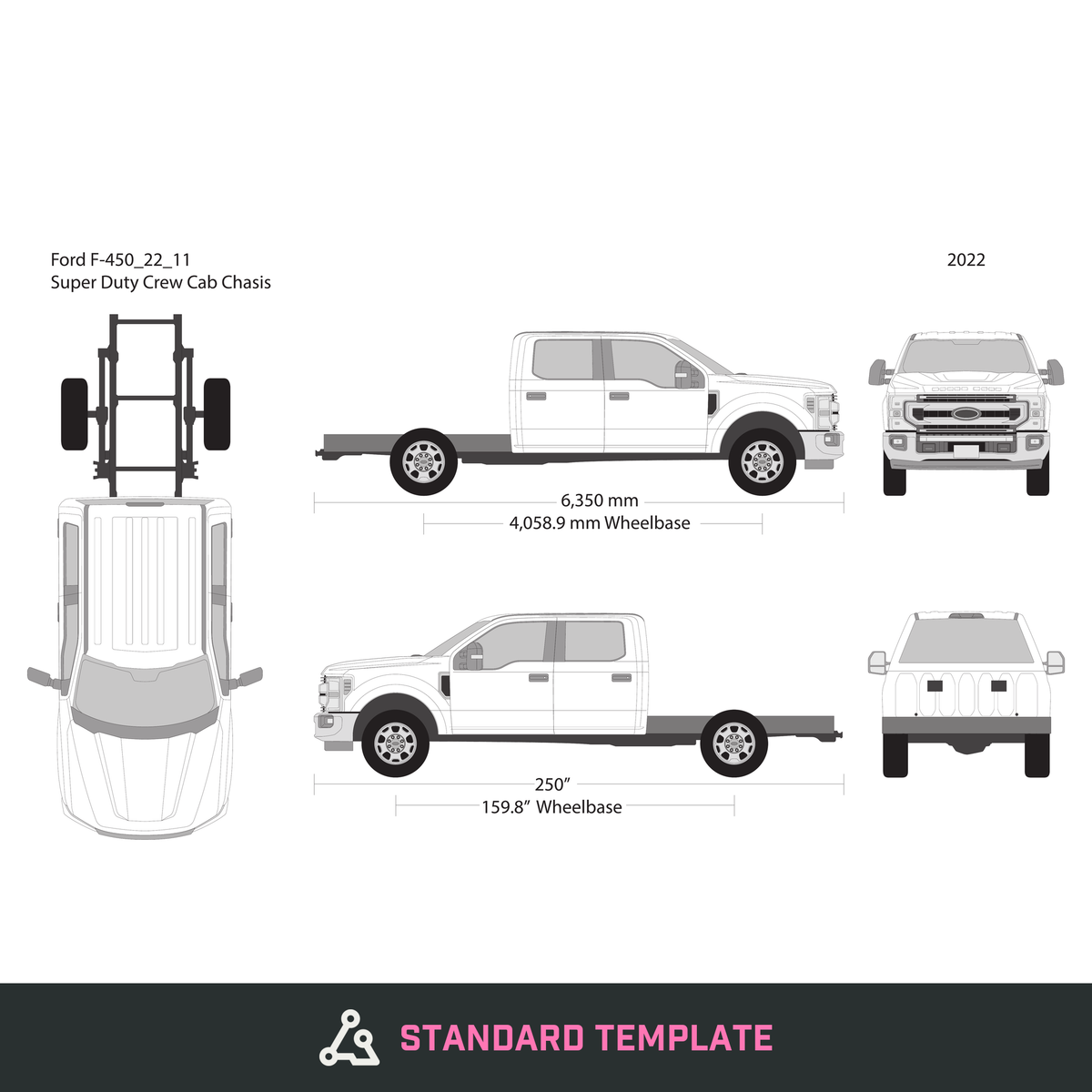 2022 Ford F-450 vector wrap template V11, Design-Ready PDF - GravBase