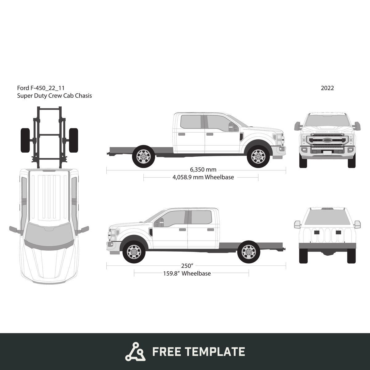 2022 Ford F-450 free vector vehicle wrap template - GravBase