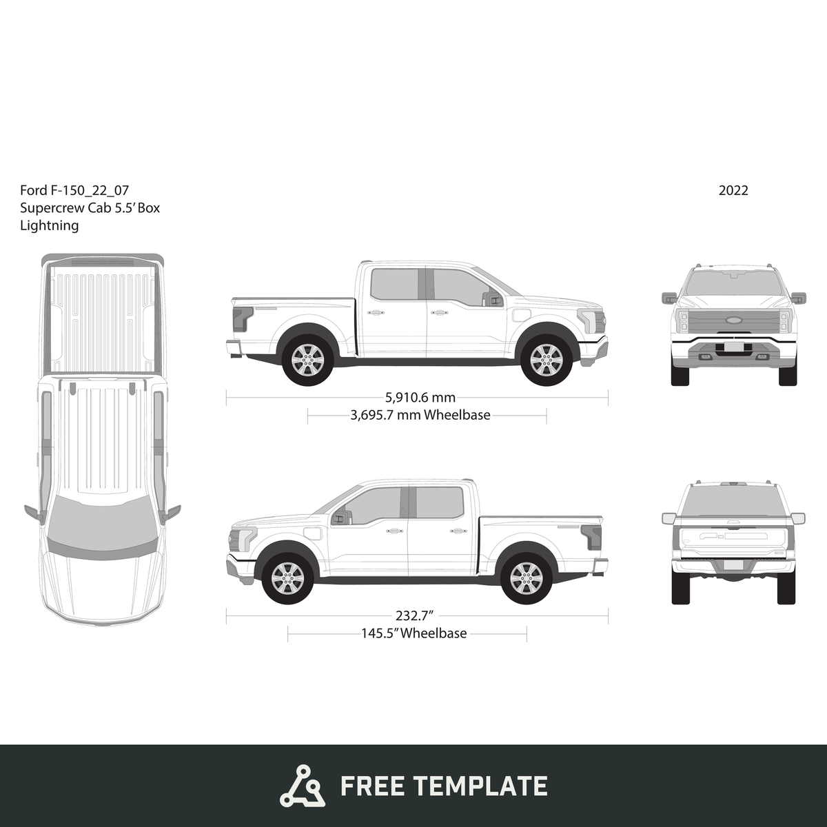 2022 Ford Lightning free vector vehicle wrap template - GravBase