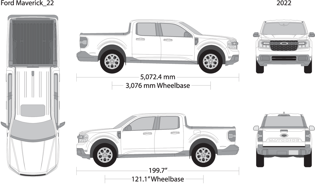 2022 Ford Maverick V22 Vehicle Wrap Template