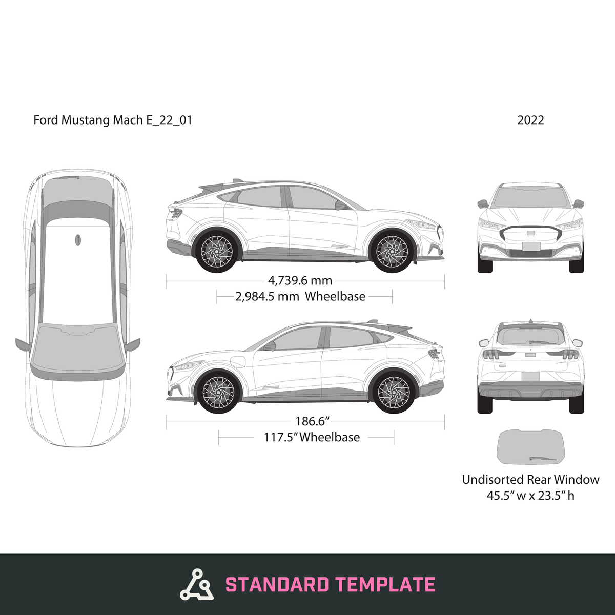2022 Ford Mustang Mach E vector wrap template V01, Design-Ready PDF - GravBase
