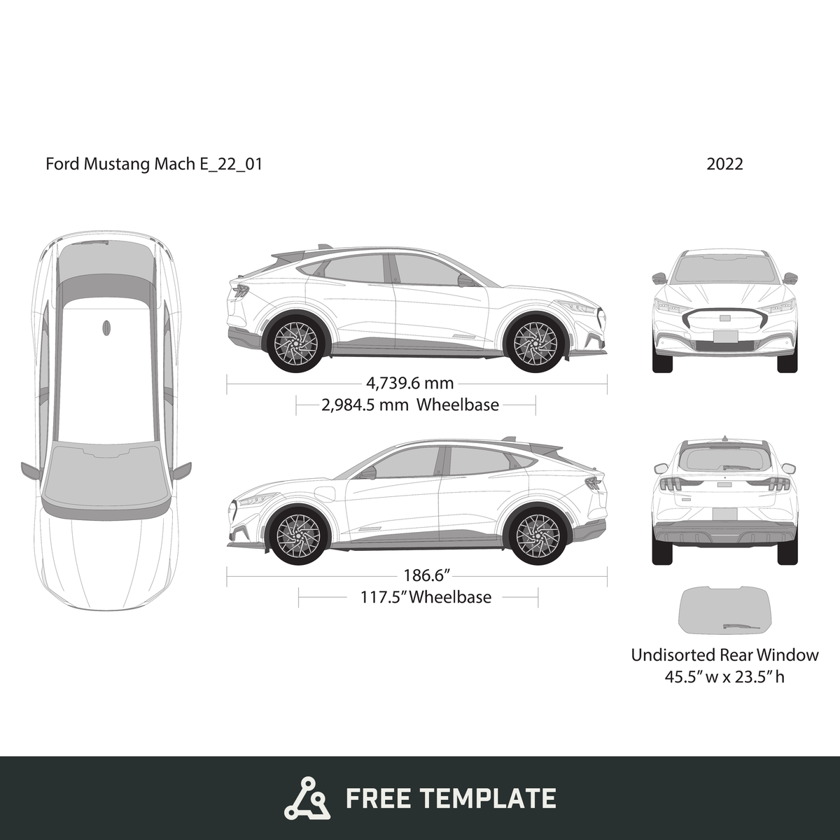 2022 Ford Mustang Mach E free vector vehicle wrap template - GravBase