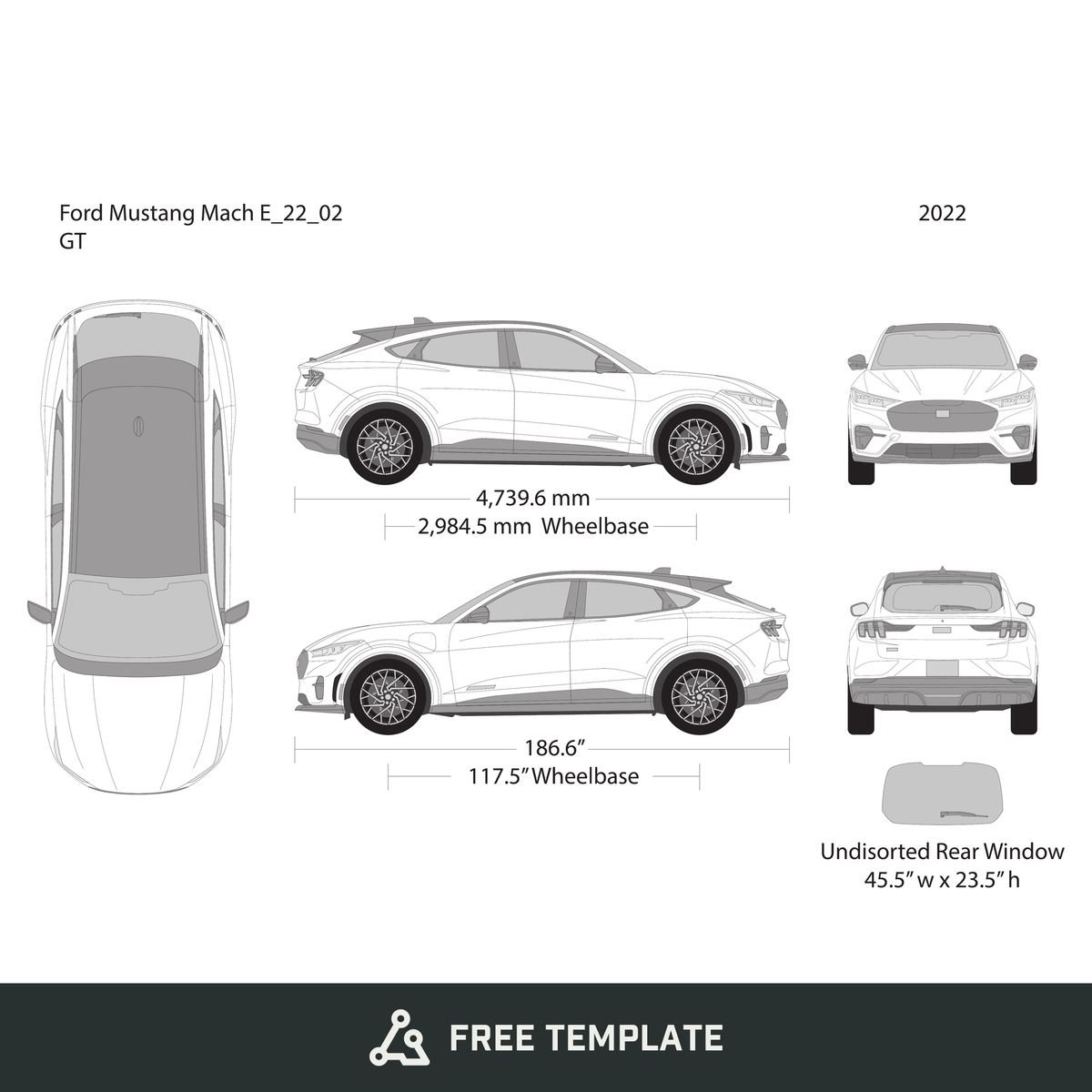 2022 Ford Mustang Mach E free vector vehicle wrap template - GravBase