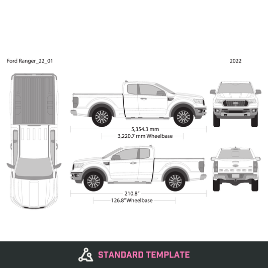 2022 Ford Ranger vector wrap template V01, Design-Ready PDF - GravBase