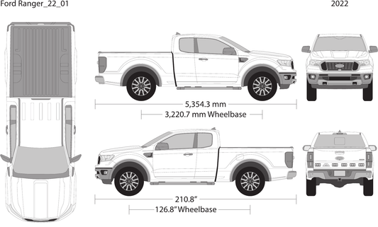 2022 Ford Ranger vector wrap template V01, Design-Ready PDF - GravBase