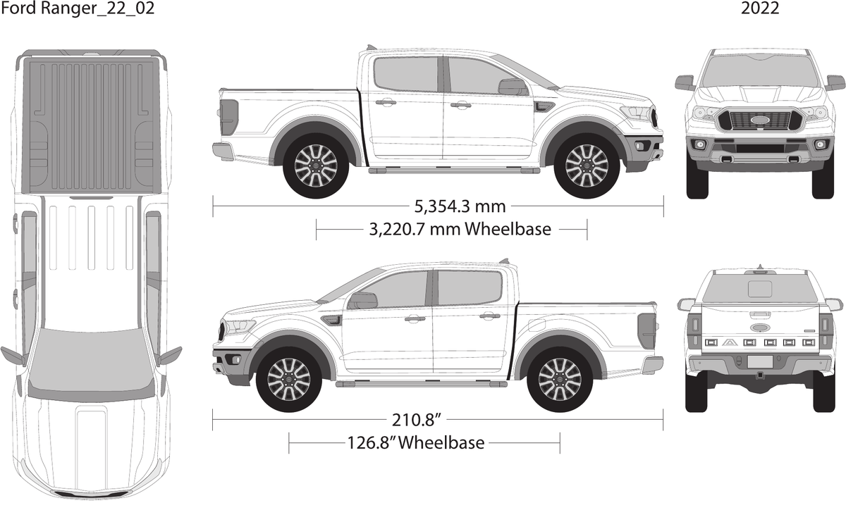 2022 Ford Ranger vector wrap template V02, Design-Ready PDF - GravBase