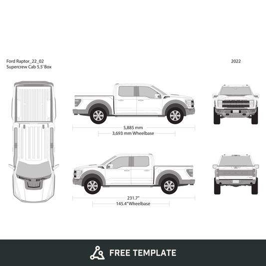 2022 Ford Raptor free vector vehicle wrap template - GravBase