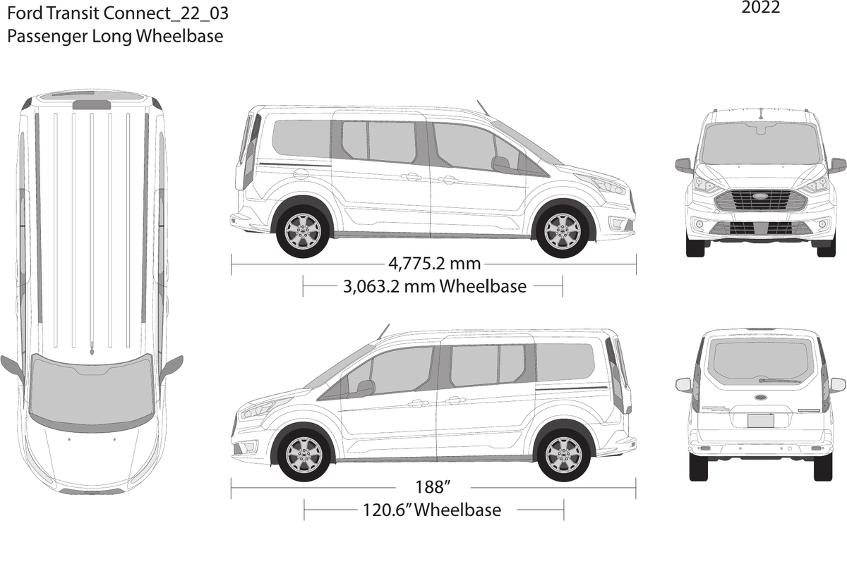 2022 Ford Transit Connect vector wrap template V03, Design-Ready PDF - GravBase