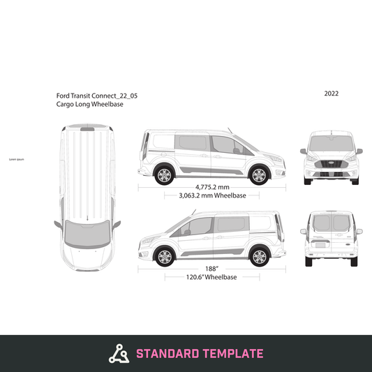 2022 Ford Transit Connect vector wrap template V05, Design-Ready PDF - GravBase