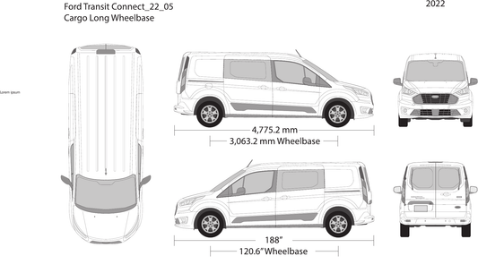 2022 Ford Transit Connect vector wrap template V05, Design-Ready PDF - GravBase