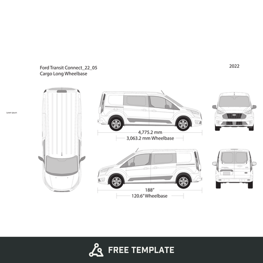 2022 Ford Transit Connect free vector vehicle wrap template - GravBase