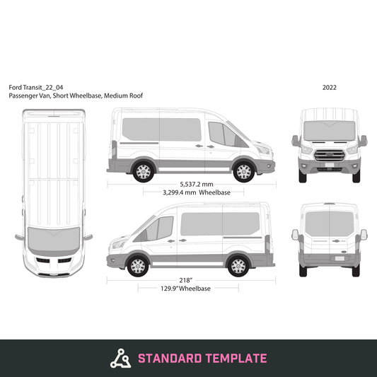 2022 Ford Transit Sliding Doors vector wrap template V04, Design-Ready PDF - GravBase