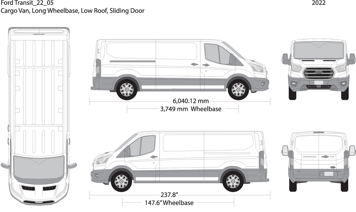2022 Ford Transit Sliding Doors V05 Vehicle Wrap Template