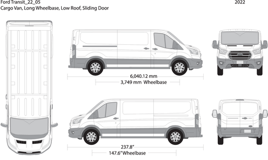 2022 Ford Transit Sliding Doors V05 Vehicle Wrap Template