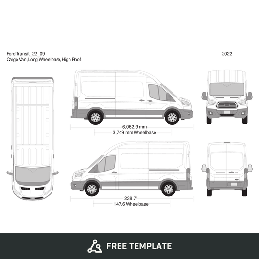 2022 Ford Transit Sliding Doors free vector vehicle wrap template - GravBase