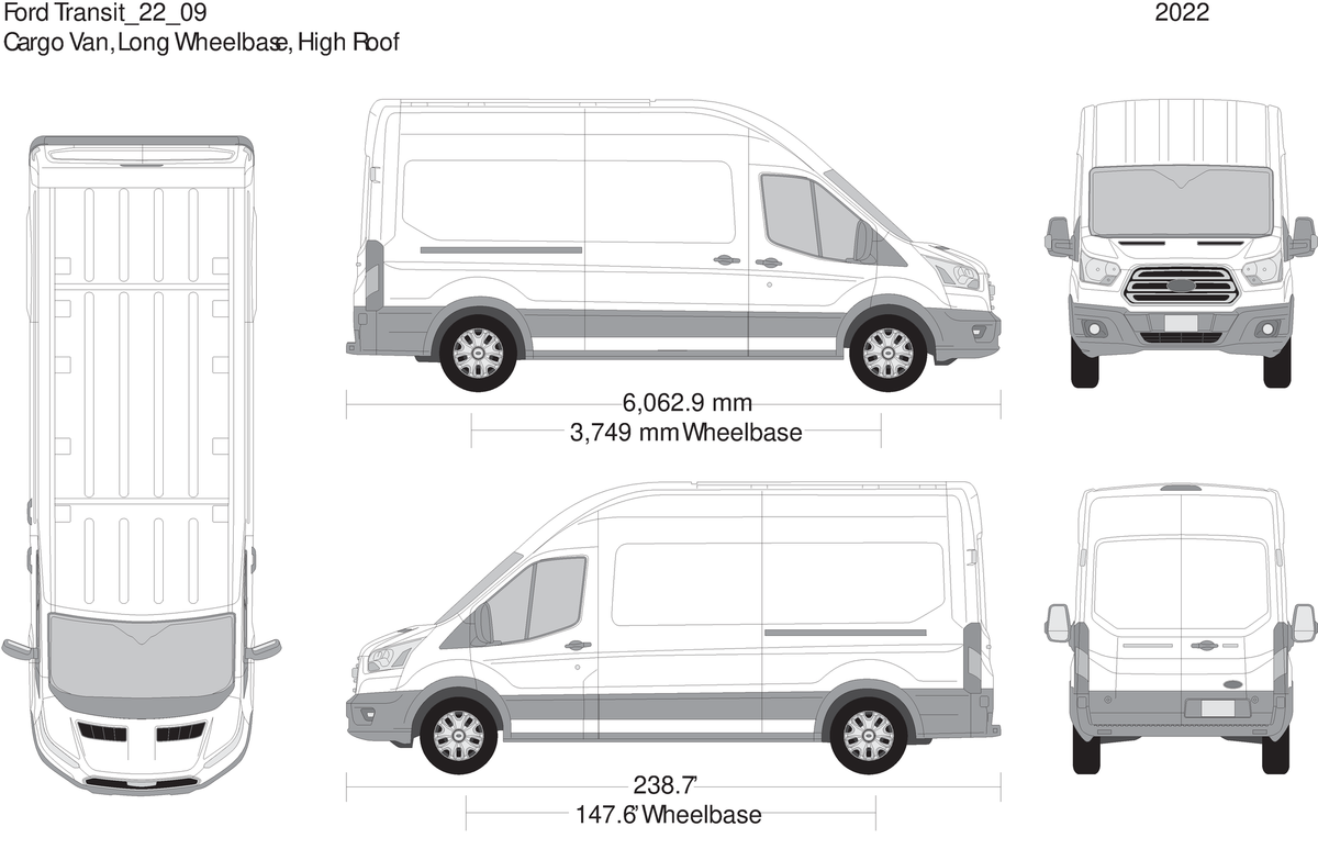 2022 Ford Transit Sliding Doors V09 Vehicle Wrap Template