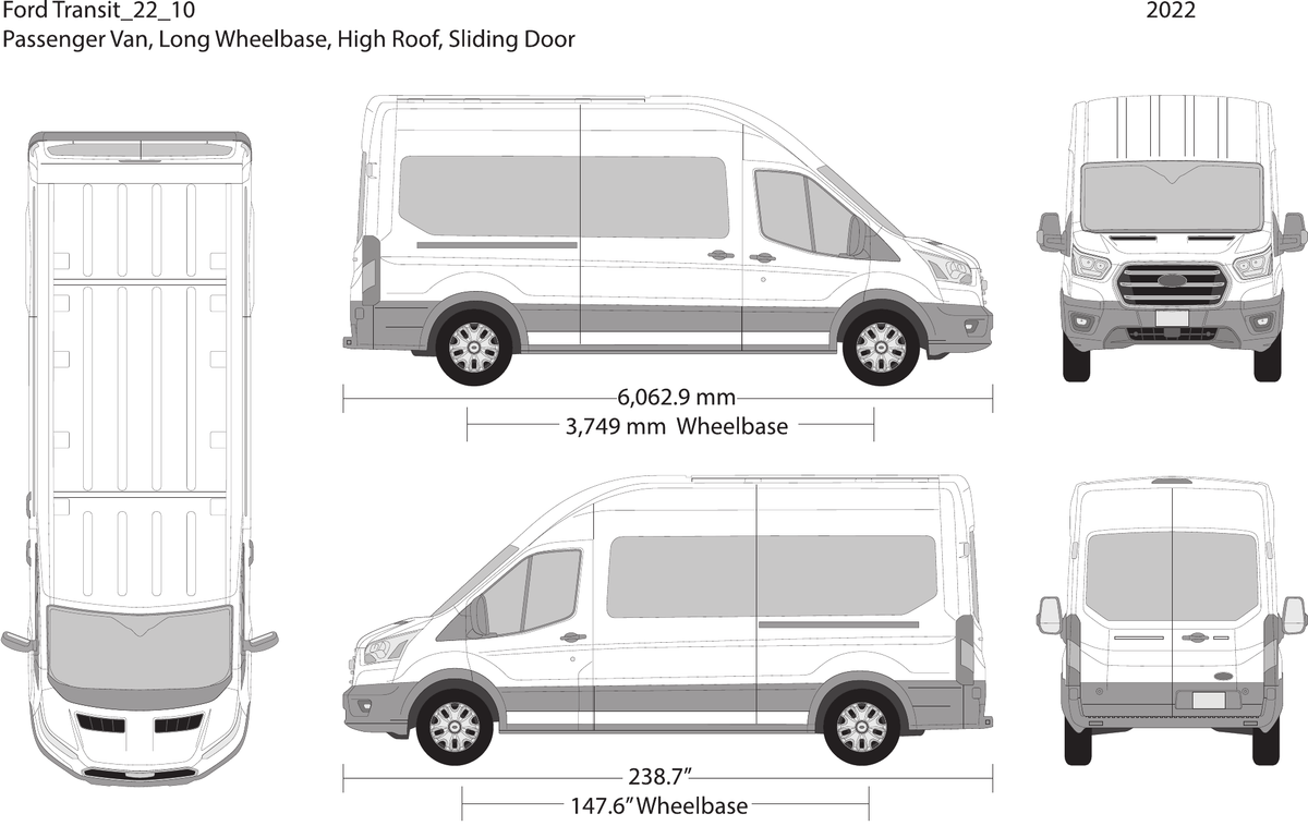 2022 Ford Transit Sliding Doors vector wrap template V10, Design-Ready PDF - GravBase