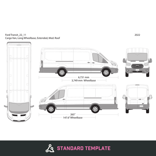 2022 Ford Transit Sliding Doors vector wrap template V11, Design-Ready PDF - GravBase