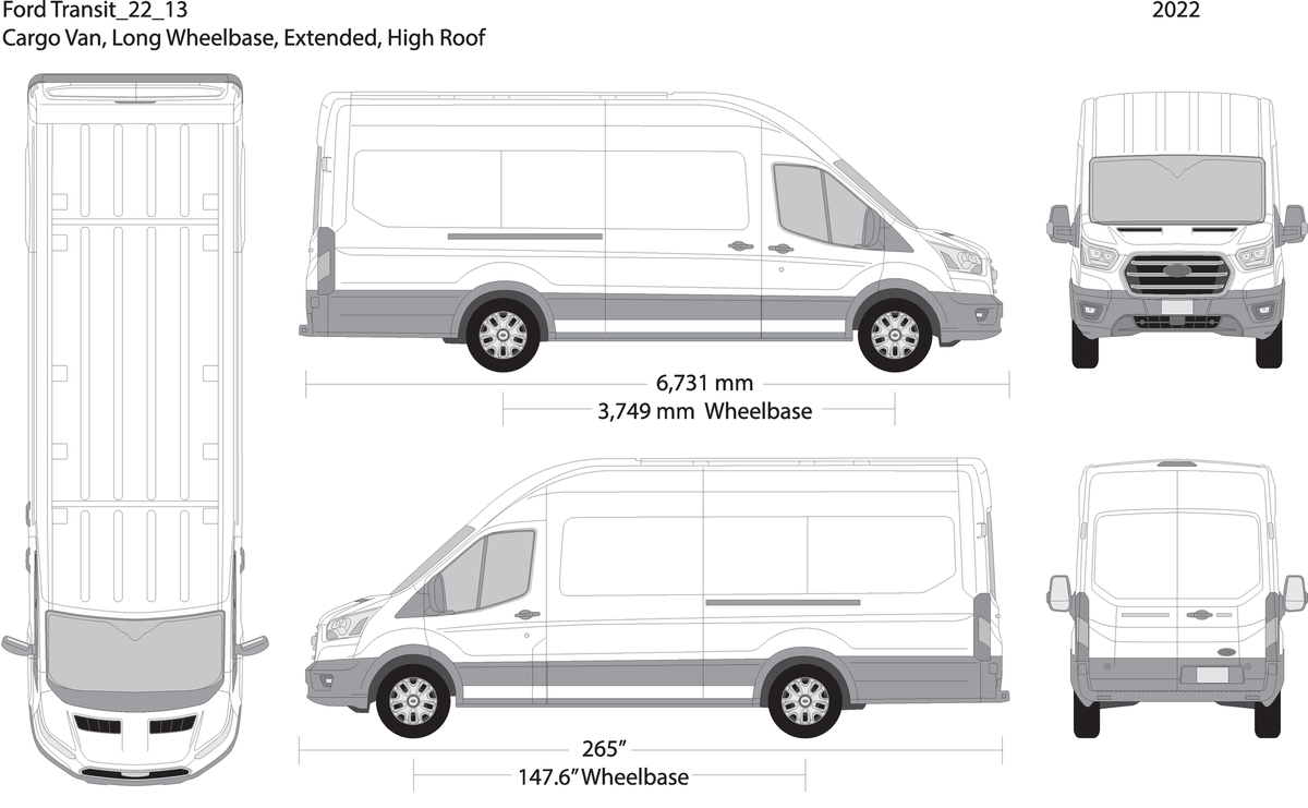2022 Ford Transit Sliding Doors V13 Vehicle Wrap Template
