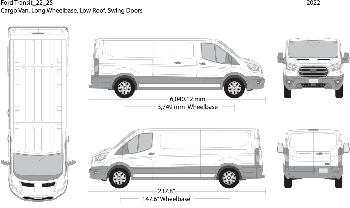 2022 Ford Transit Swing Doors V25 Vehicle Wrap Template