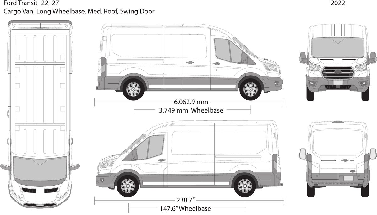 2022 Ford Transit Swing Doors vector wrap template V27, Design-Ready PDF - GravBase