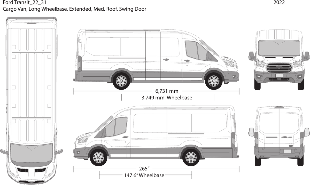 2022 Ford Transit Swing Doors vector wrap template V31, Design-Ready PDF - GravBase