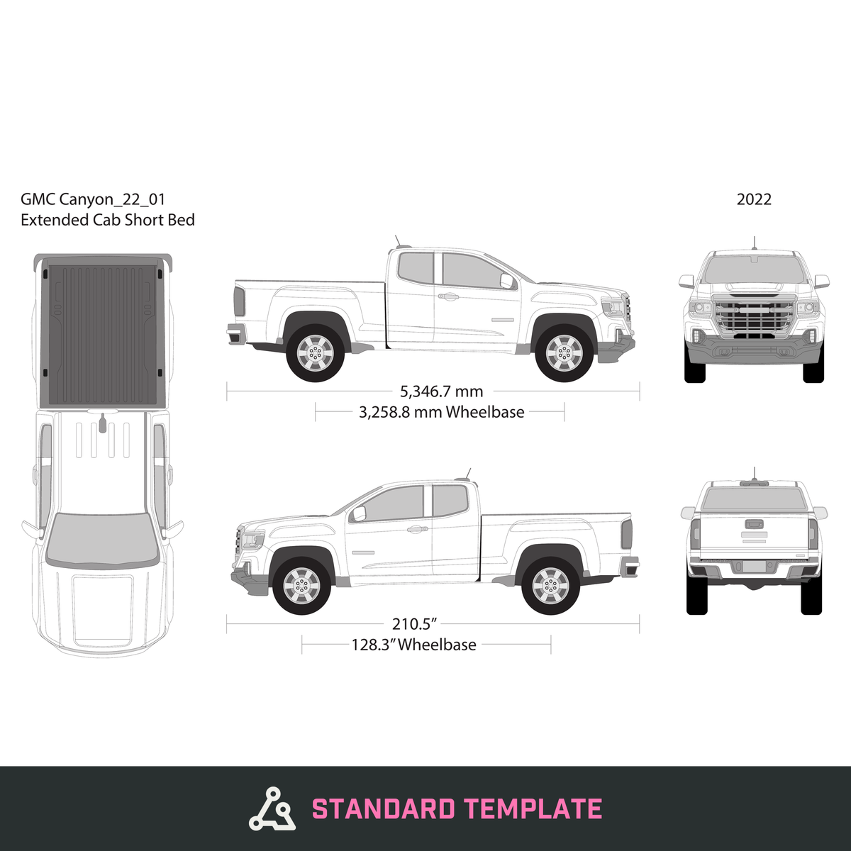 2022 GMC Canyon vector wrap template V01, Design-Ready PDF - GravBase