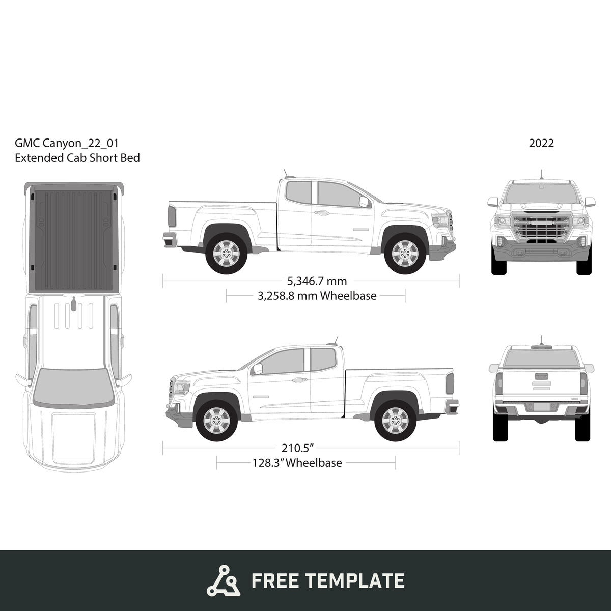 2022 GMC Canyon free vector vehicle wrap template - GravBase