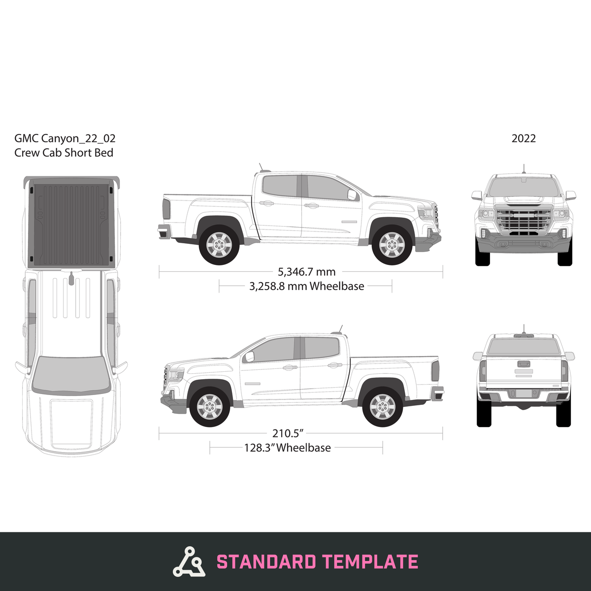 2022 GMC Canyon vector wrap template V02, Design-Ready PDF - GravBase