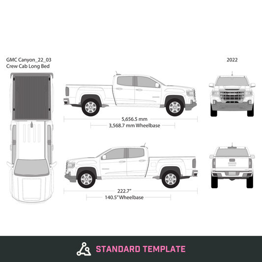 2022 GMC Canyon vector wrap template V03, Design-Ready PDF - GravBase