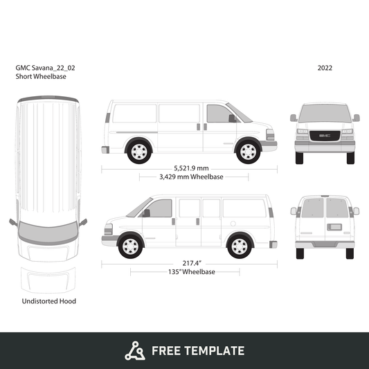 2022 GMC Savana free vector vehicle wrap template - GravBase