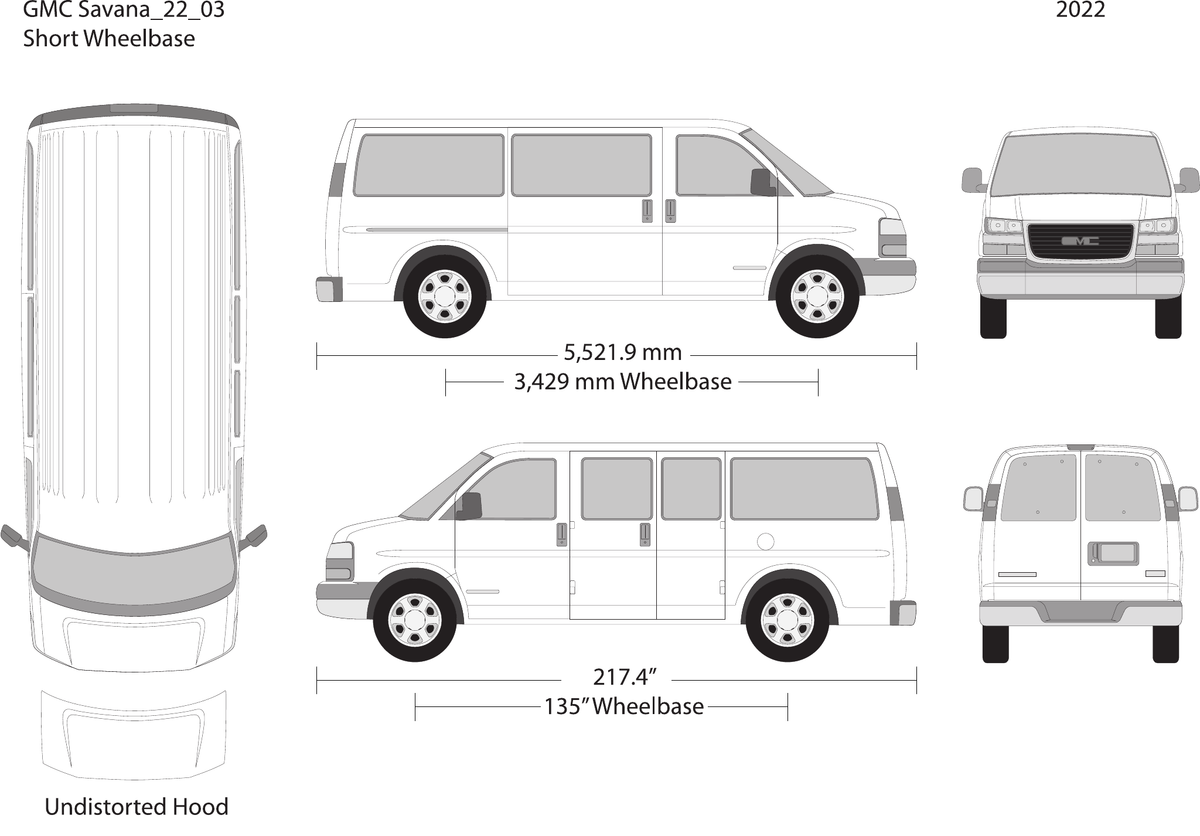 2022 GMC Savana vector wrap template V03, Design-Ready PDF - GravBase