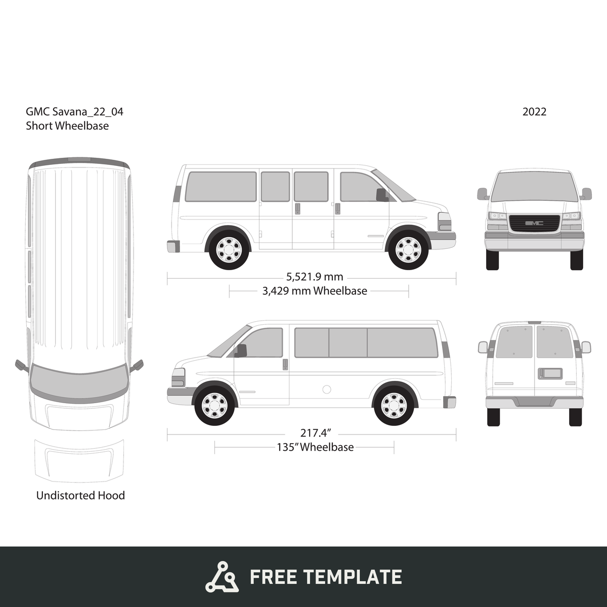 2022 GMC Savana free vector vehicle wrap template - GravBase