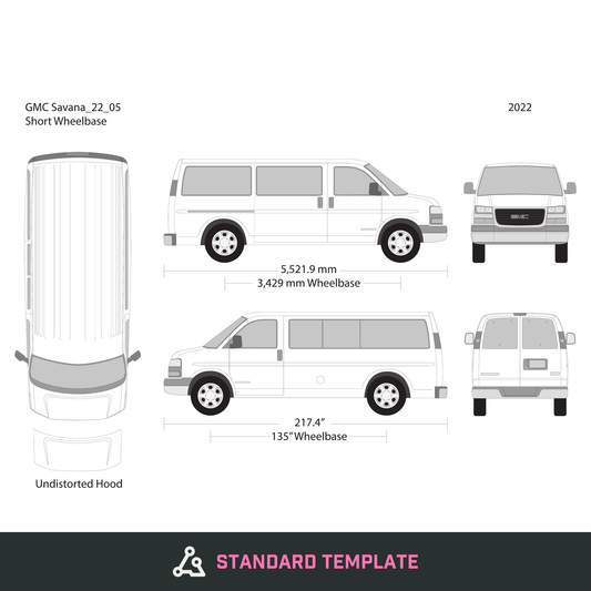 2022 GMC Savana vector wrap template V05, Design-Ready PDF - GravBase