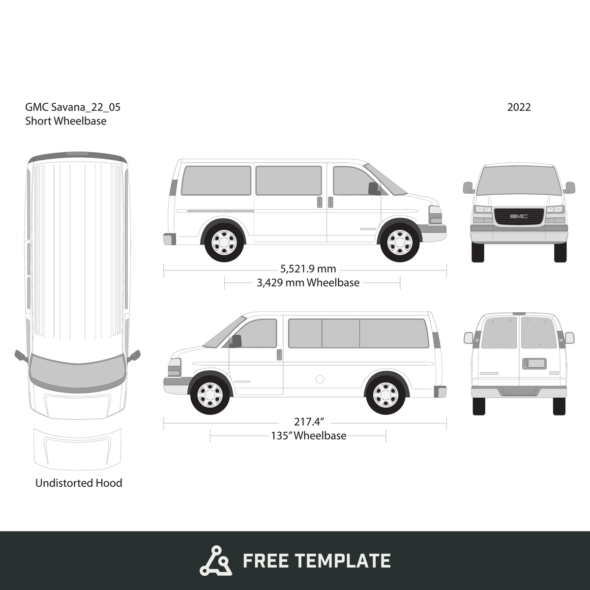 2022 GMC Savana free vector vehicle wrap template - GravBase