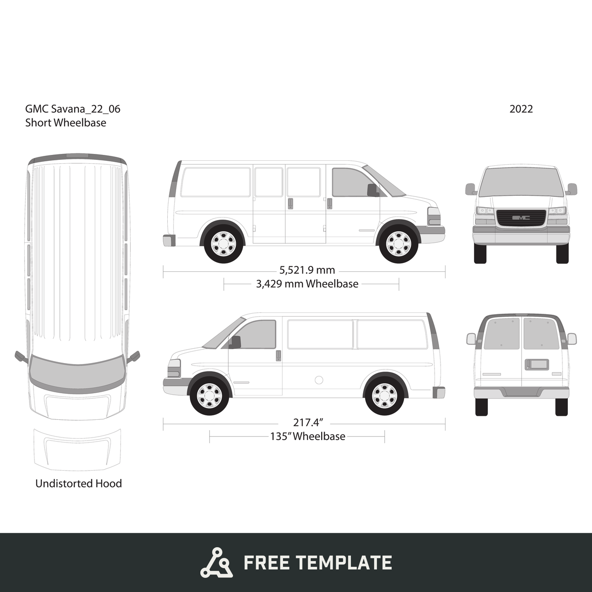 2022 GMC Savana free vector vehicle wrap template - GravBase