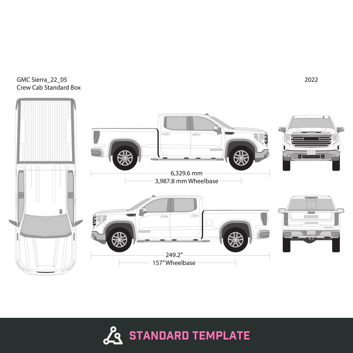 2022 GMC Sierra 1500 vector wrap template V05, Design-Ready PDF - GravBase